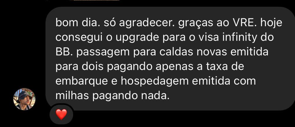 Mensagem de aluno que conseguiu upgrade de cartão e emitiu passagem para Caldas Novas pagando apenas a taxa de embarque